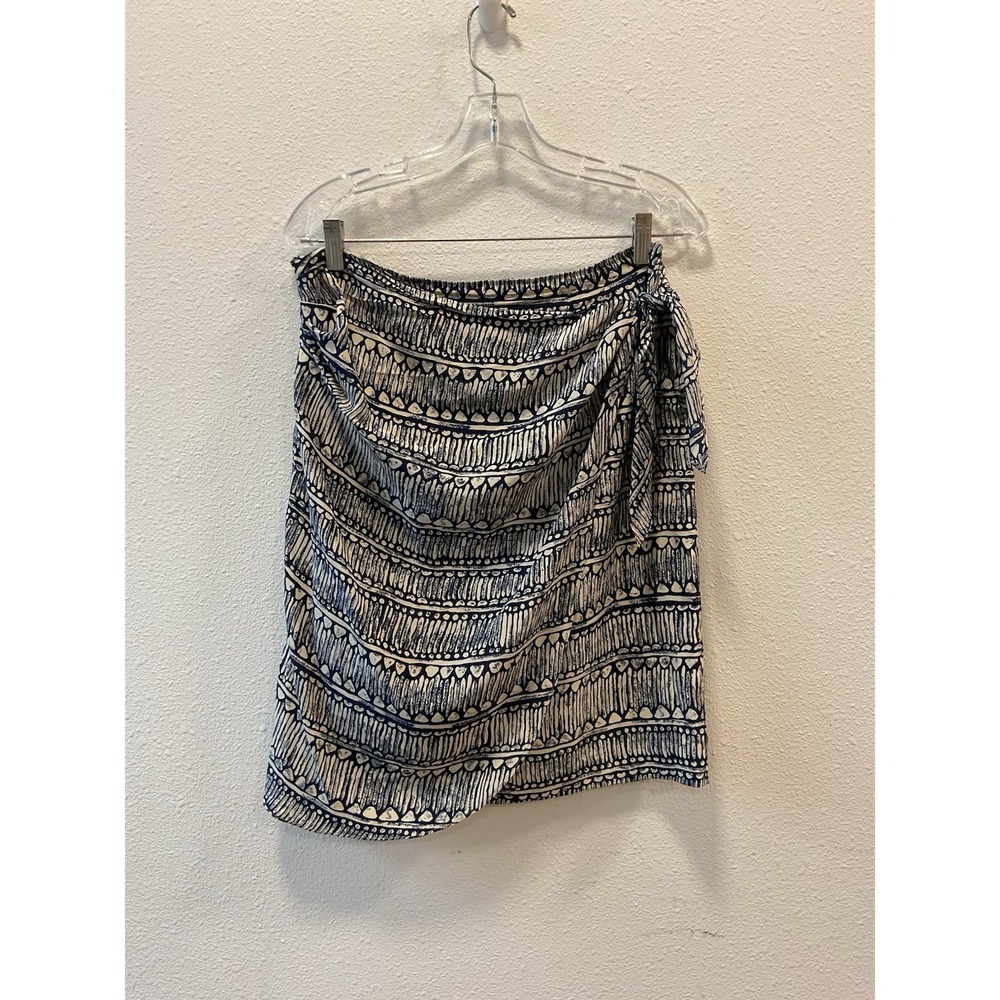 Patrick Collection Womens Silk Mini Skirt 100% Silk Blue White Size 10